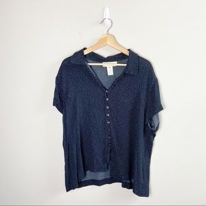 Jones NY Vintage 90's Rayon Button Down Short Sleeve Blouse